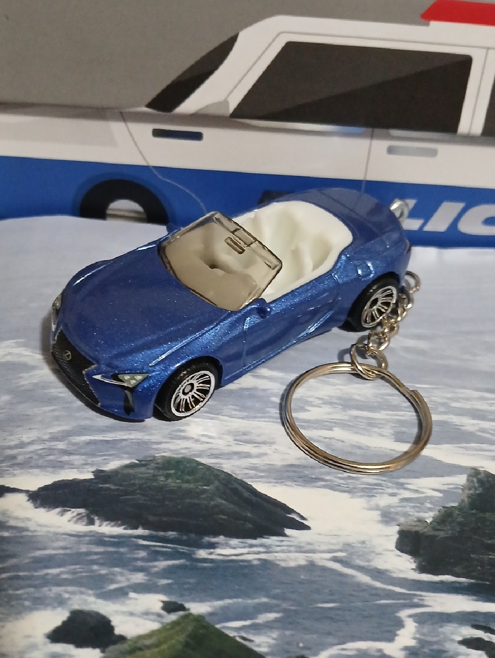 2021 Lexus LC 500 Blue Convertible  Car Keychain Mattel 1/64